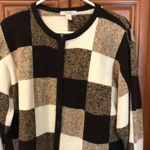 Long sleeve brown color block sweater